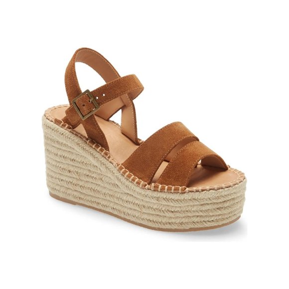 Soludos NIB Suede Leather Walnut COMO Platform Sandals - Picture 1 of 7